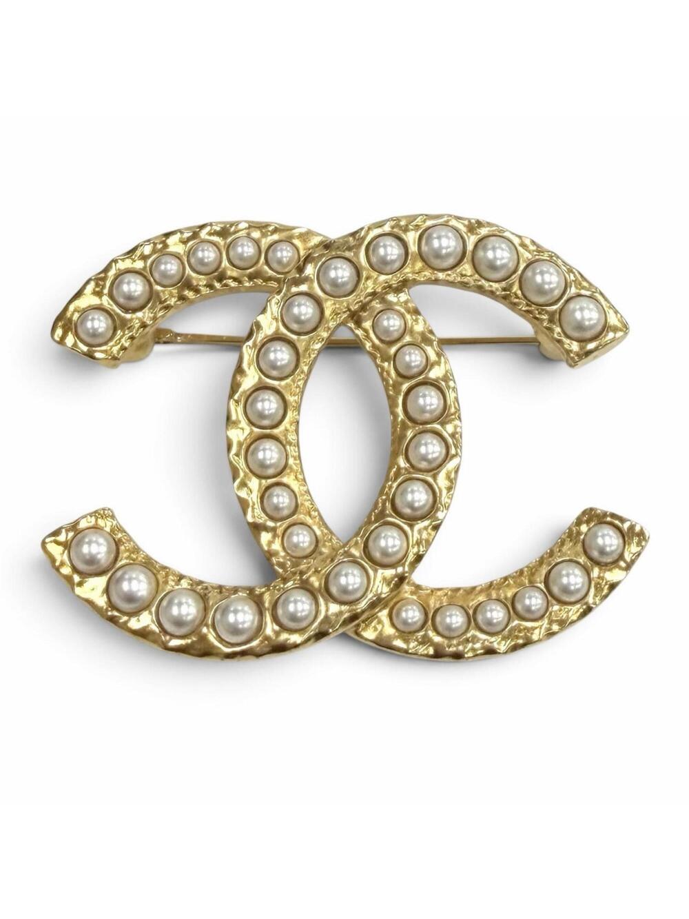 Chanel Cc Logo Brooch Gold-Tone Metal #351405C12B